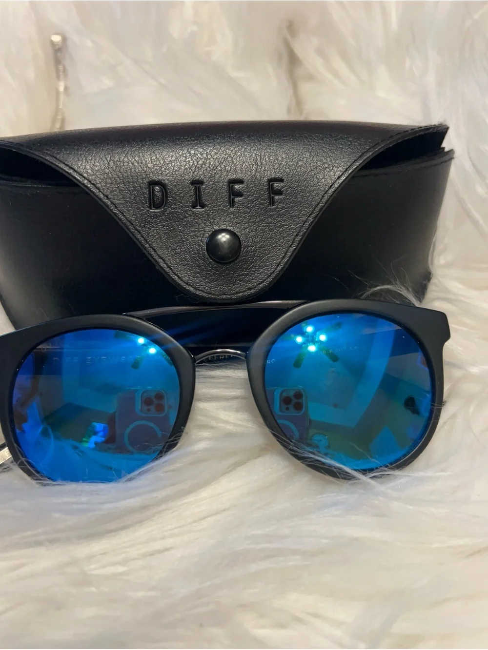 Diff Astro polarized Men’s Matte Black Frames with Blue sunglasses unisex